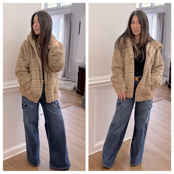 Fabulous Hooded Faux Fur Jacket with Side Pockets - Picture 4 of 4